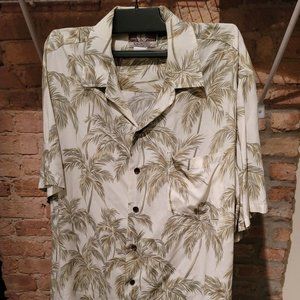 Kalaheo Hawaiian Shirt Palm Trees L Large Made in USA 100% Rayon